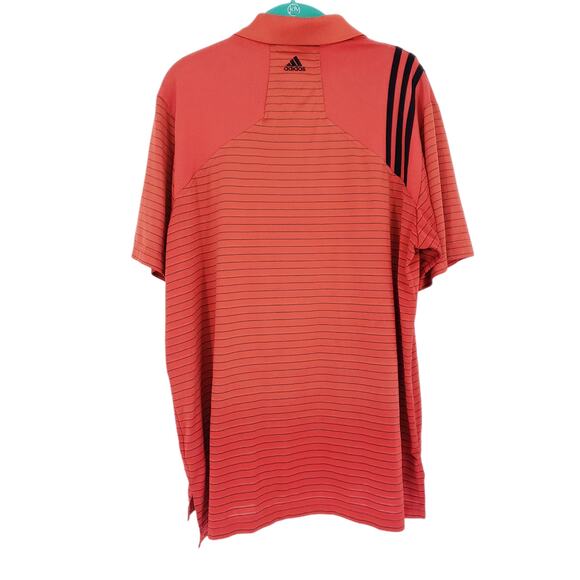 Adidas Clima Cool Striped Polo Shirt Orange And Black Size Large Short Sleeve - Picture 2 of 11